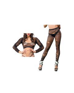 Beverly Hills Naughty Girl Crotchless Mixed Hole Leggings O/S