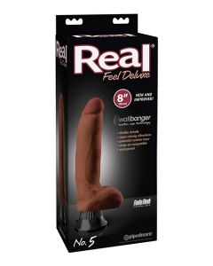 Real Feel Deluxe No. 5  8" Vibe Waterproof - Brown