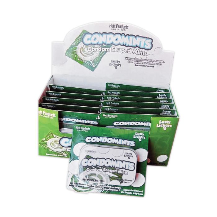 Condomints Spearmint Mints Display - Display of 12