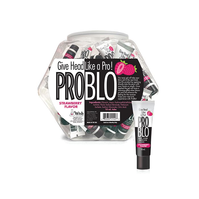 Pro Blo Oral Pleasure Gel 65 Pack Fishbowl - 10ml Strawberry