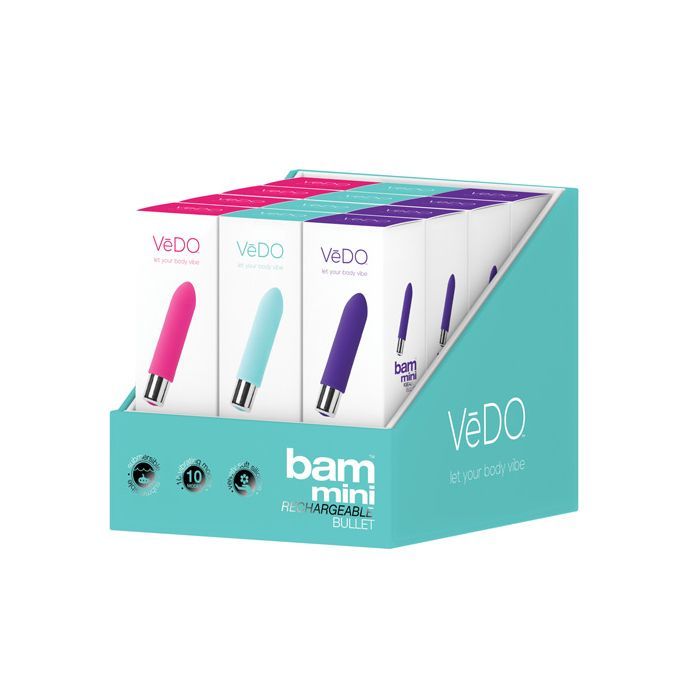 VeDO Bam Mini Rechargeable Bullet Vibe Display - Display of 12